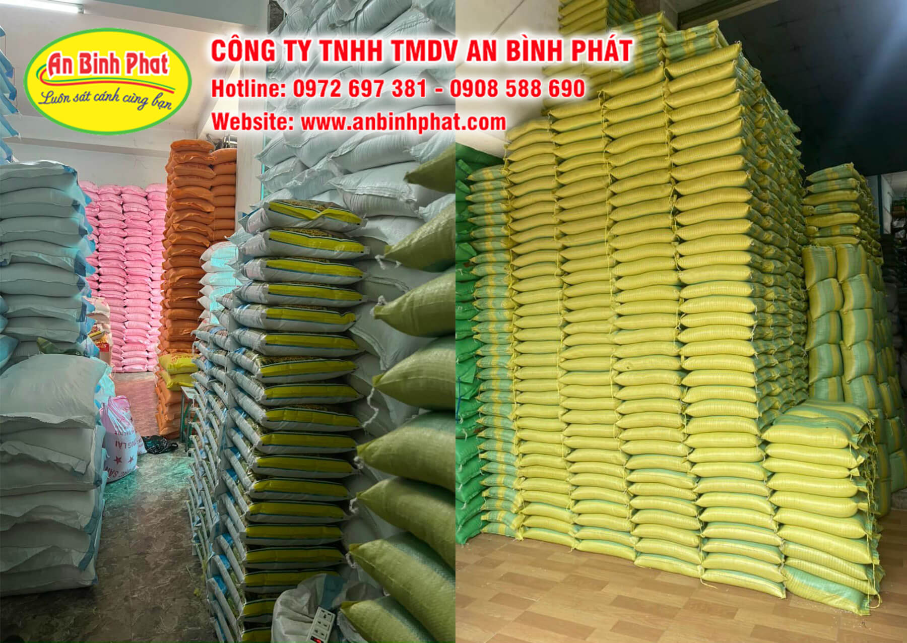 Kho gạo sỉ An Bình Phát - cung cấp gạo từ thiện giá rẻ, miễn phí đóng bao 5kg, 10kg